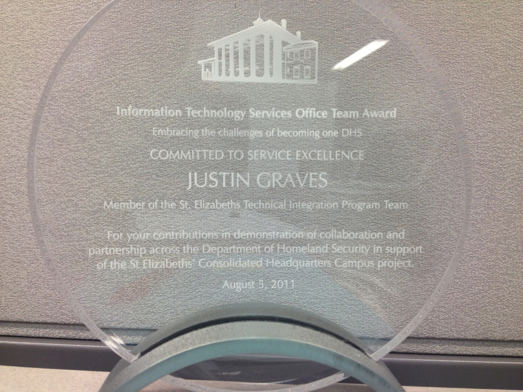 This was an award that I won during my last full summer of work at DHS. 